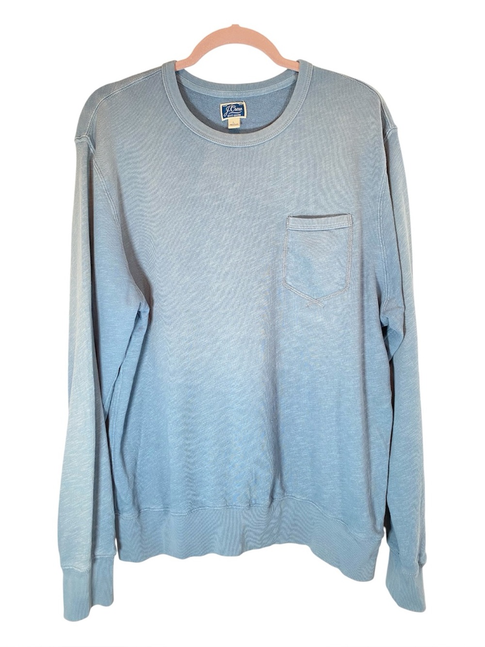 J. CREW Lightweight Sunfaded French Terry Pocket Sweatshirt Blue, Men's L